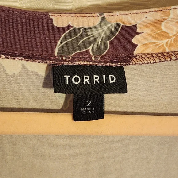 Purple Floral Wrap Top Super Soft Stretchy Women's Blouse - Picture 4 of 6